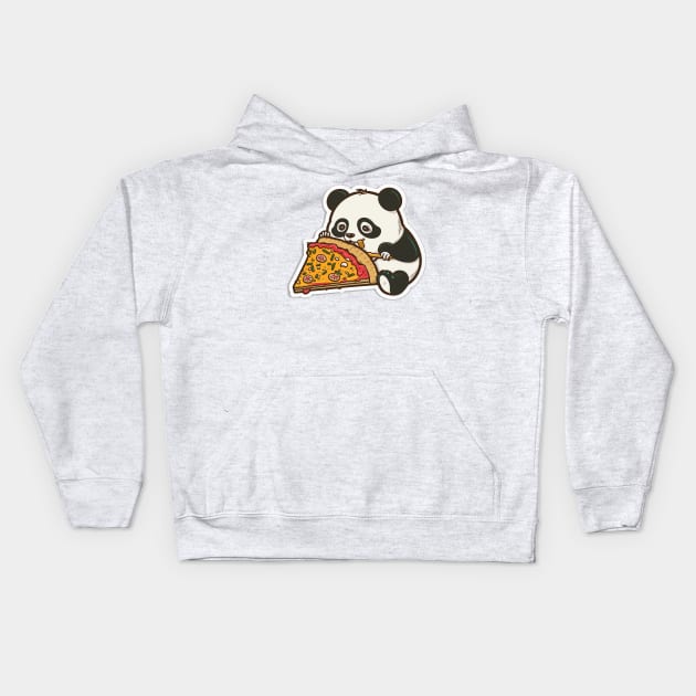 Cartoon Adorable Cute Panda Eats Pizza Kids Hoodie by kiddo200